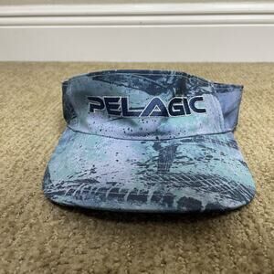Pelagic Fishing Visor Blue Spell Out Logo Hook‎ & Loop Closure One Size Stay coo